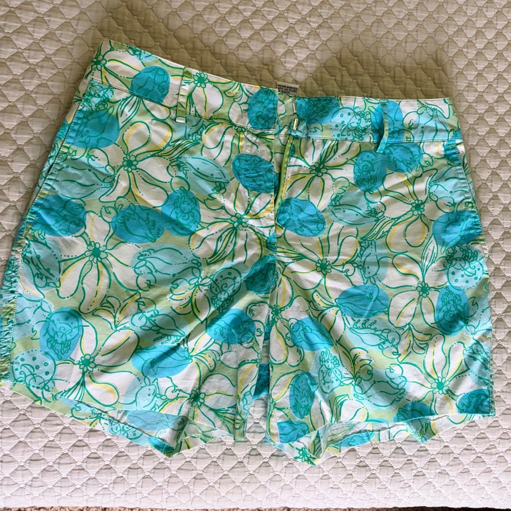 Lilly Pulitzer Aqua, Teal & White Floral Bermudas